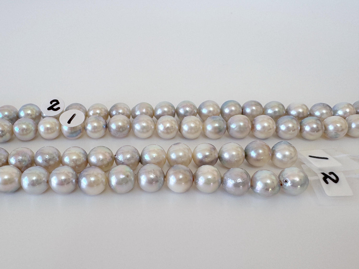 Japanese Akoya Pearl Strand: 7.5-8mm Natural Blue Silver, Full Strand | Cultured Saltwater Pearls, 15.7in Length