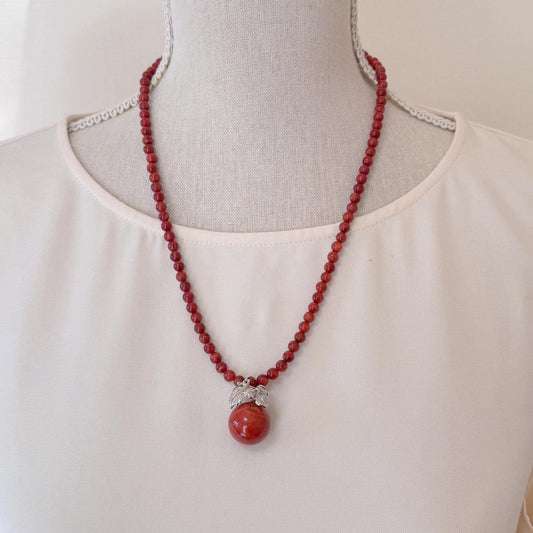 Sponge Coral Necklace with silver925 pendant, Brass Hook & Adjuster