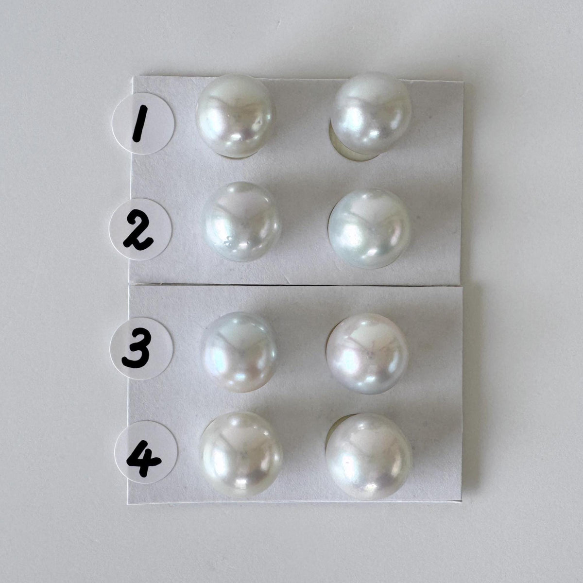Japanese Blue/Silver (Cobalt Treated) Akoya Pearl 10-10.5mm, Half-Drilled loose, Price per pair, Salt water pearl