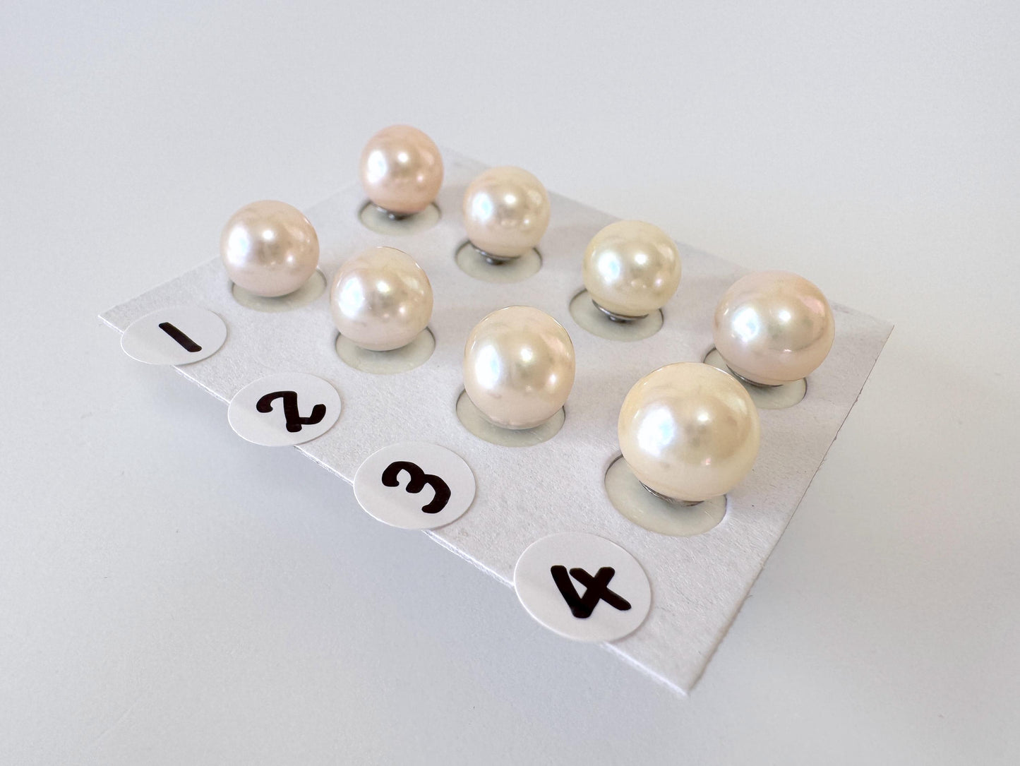 Akoya Pearl Stud Earrings Cream White, 8mm up Genuine Japanese Saltwater Pearls (Titanium Post, Flat Bottom, Value-Priced)