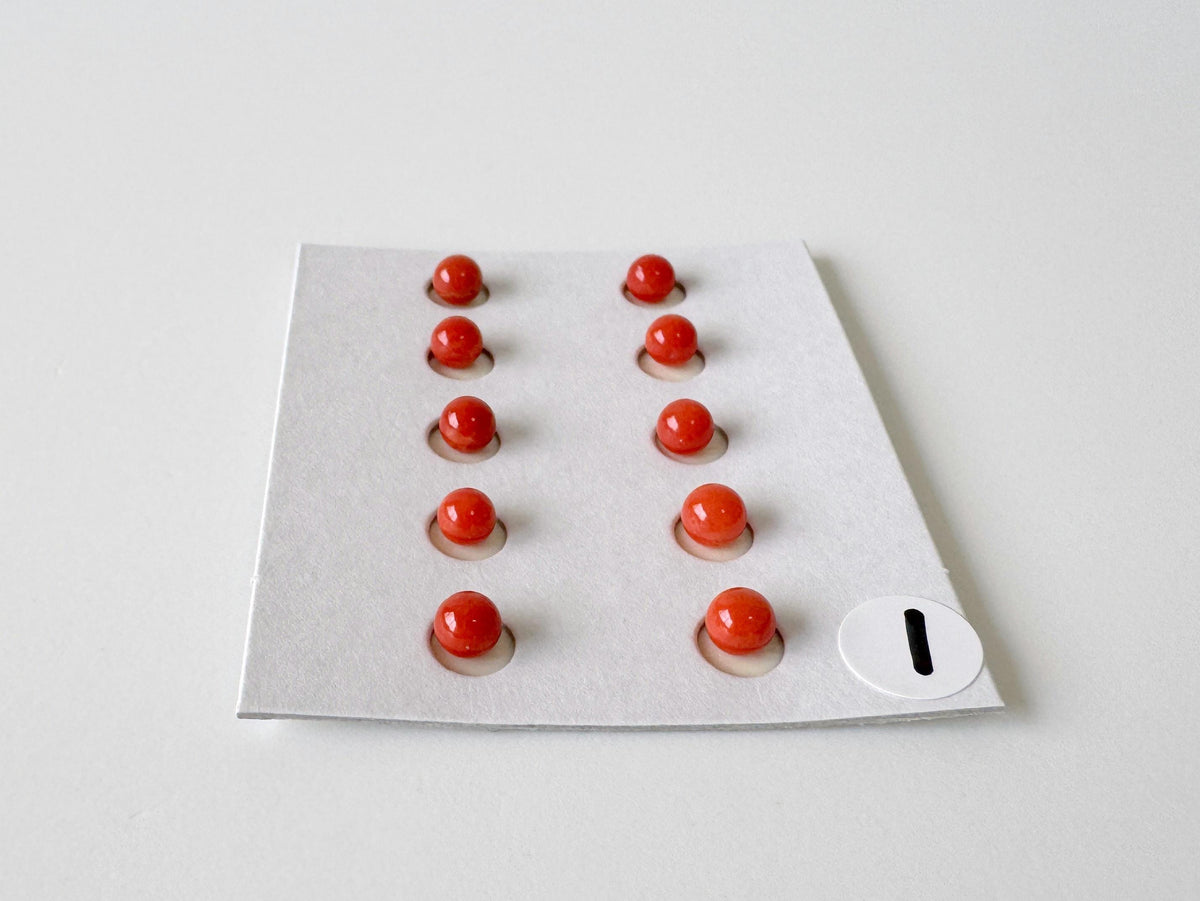 Mediterranean Red Coral Round Loose: Natural Gemstone Beads for Jewelry Making (3.7-4mm, Half-Drilled Hole, Set of 10)