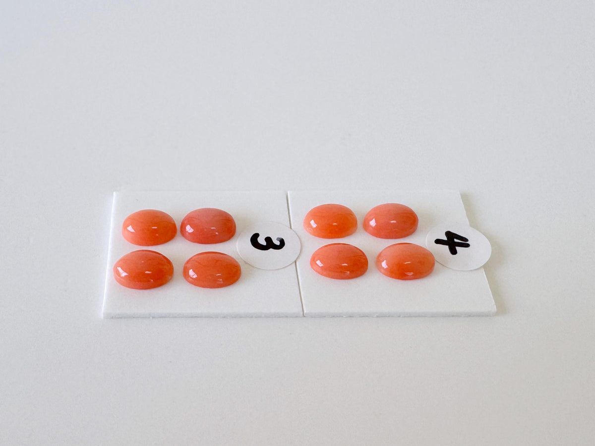 Deep Sea Coral Cabochons Natural Pink Orange Ovals, 7x5mm (Set of 4, Real Coral, Jewelry Supplies)
