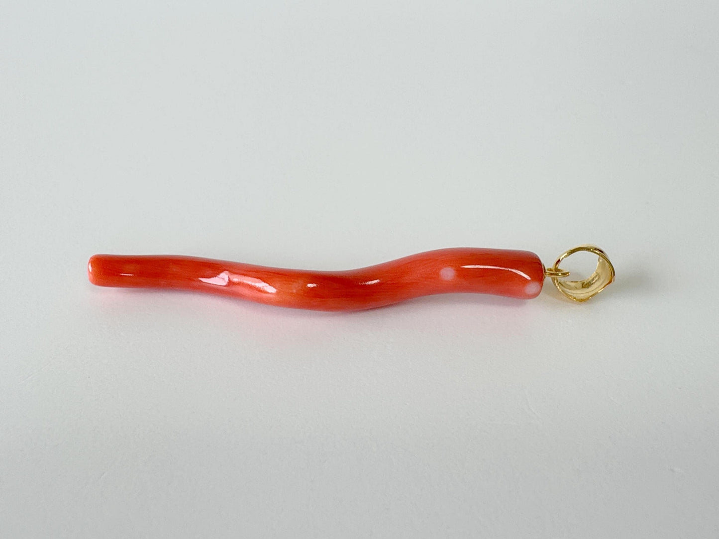 Natural  Momo coral branch pendant, 46mm, Natural Japanese Orange color coral branch pendant, Silver (Gold-Plated) bail