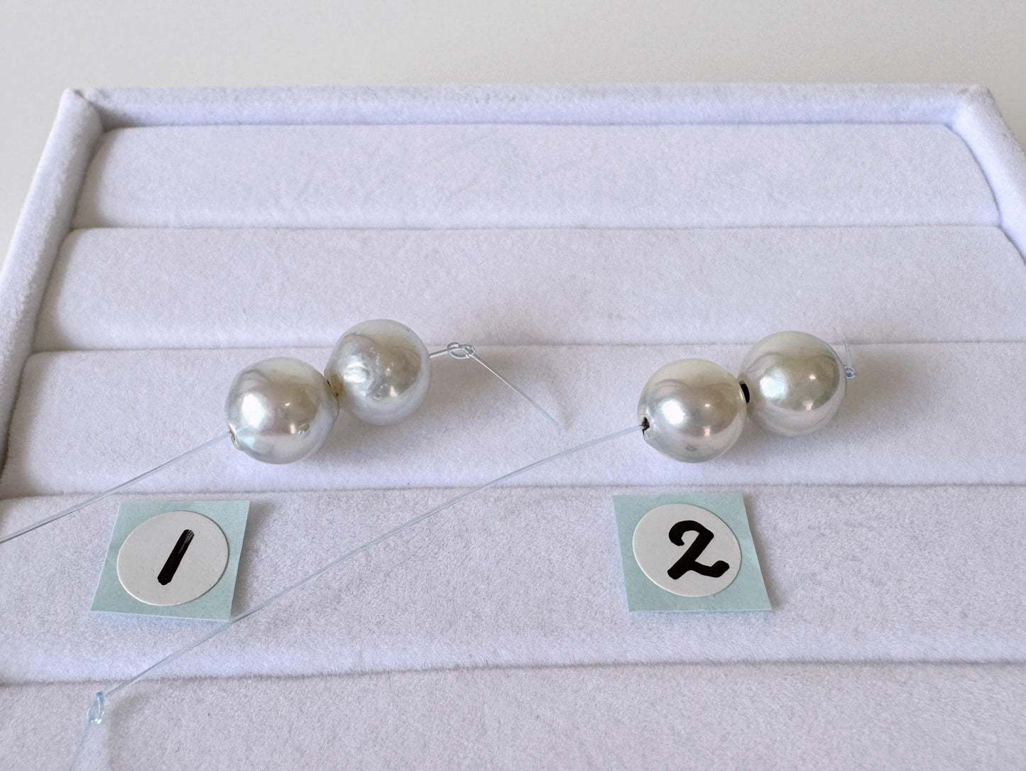 Japanese Akoya Pearl Beads Natural Blue Silver, Cultured Saltwater (8-8.5mm, Mini Strand, Genuine Jewelry Supplies), 2 Pcs