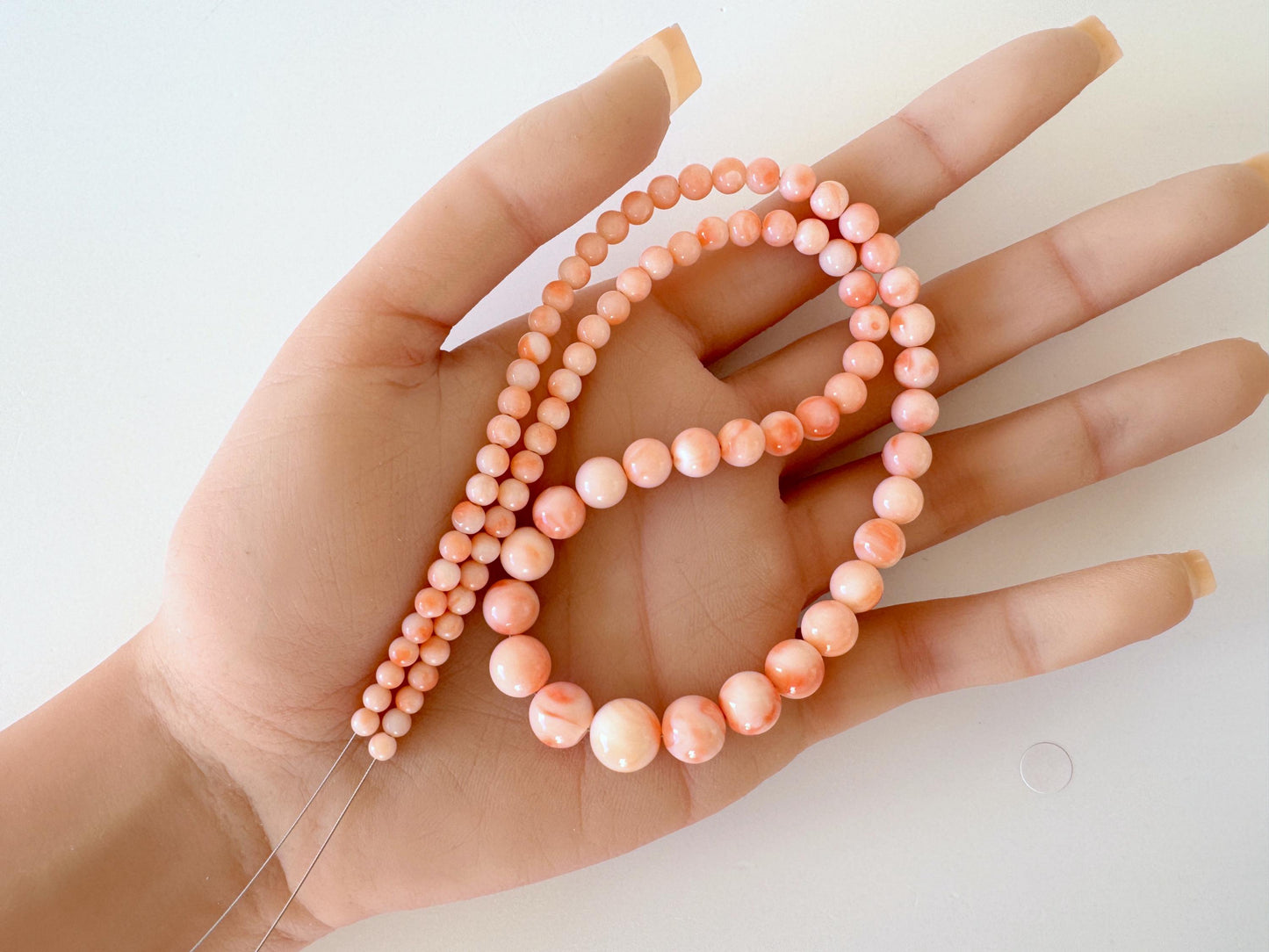 Natural Coral Beads – Deep Sea Coral Bead Strand, Pink Orange, 3.8-9.5mm Round, 42cm Jewelry Supplies