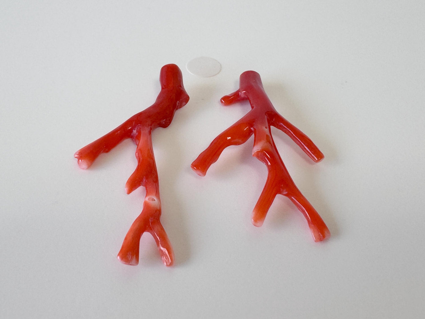 Red Coral Branch Set: Natural Aka Coral for Jewelry Making (41-45mm), Hole on Top