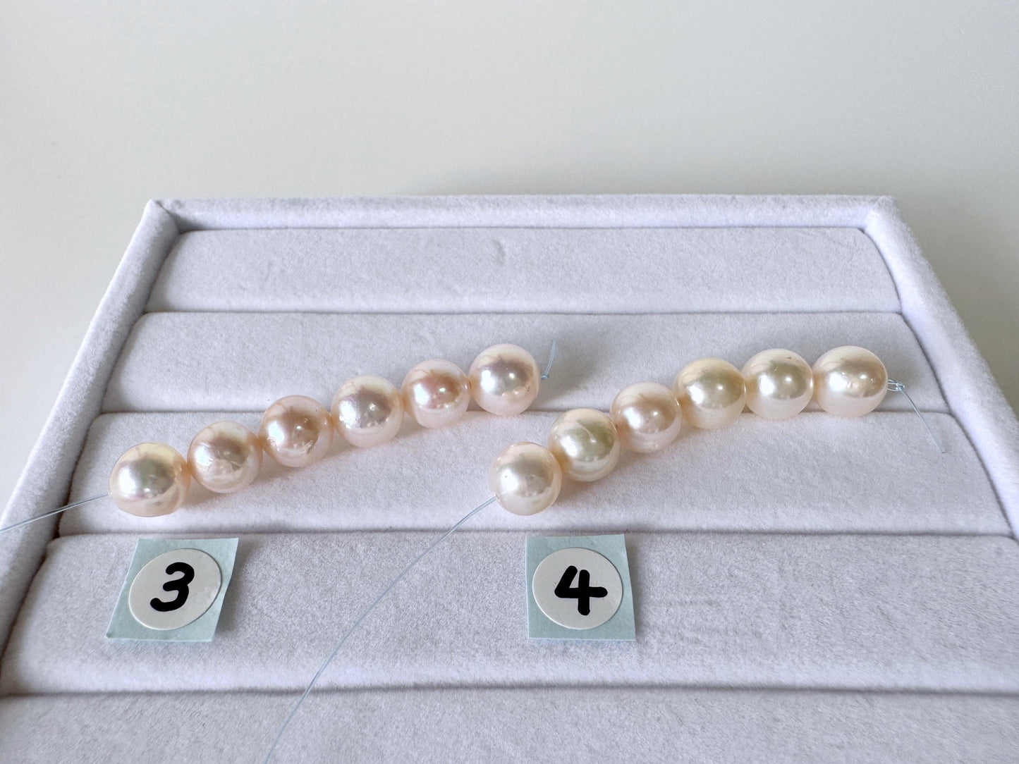 Japanese White/Pink Akoya Pearl Beads, 7-7.5mm, Mini Strand, Short Strand, 6 Pieces, Genuine Akoya Pearl, Cultured in Sea Water