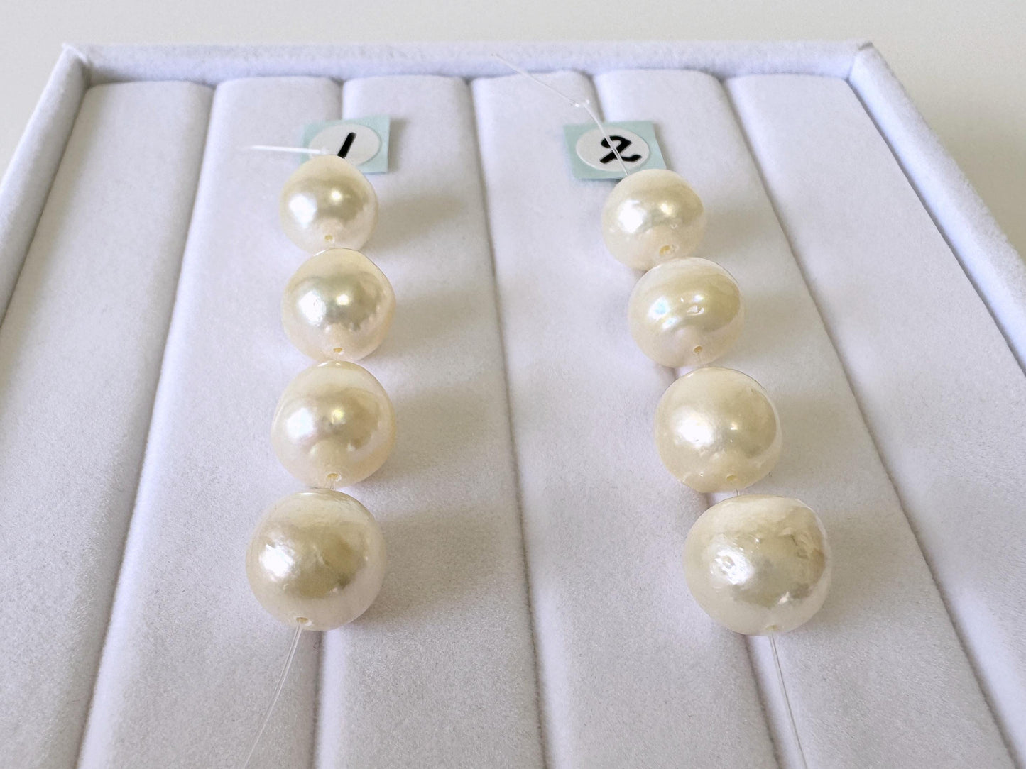 Japanese Akoya Pearl Beads: Cream White Semi-Baroque Cultured Pearls (9.5-9.9mm, Mini Strand, 4 Pieces, Genuine)