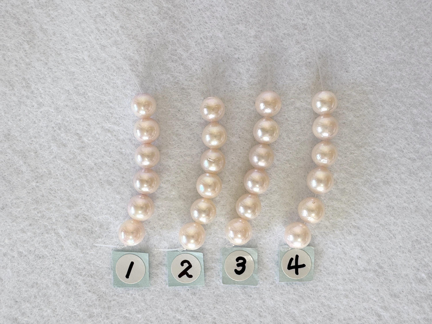 Japanese White/Pink Akoya Pearl Beads, 6.5-7mm, Mini Strand, Short Strand, 6 Pieces, Genuine Akoya Pearl, Cultured in Sea Water