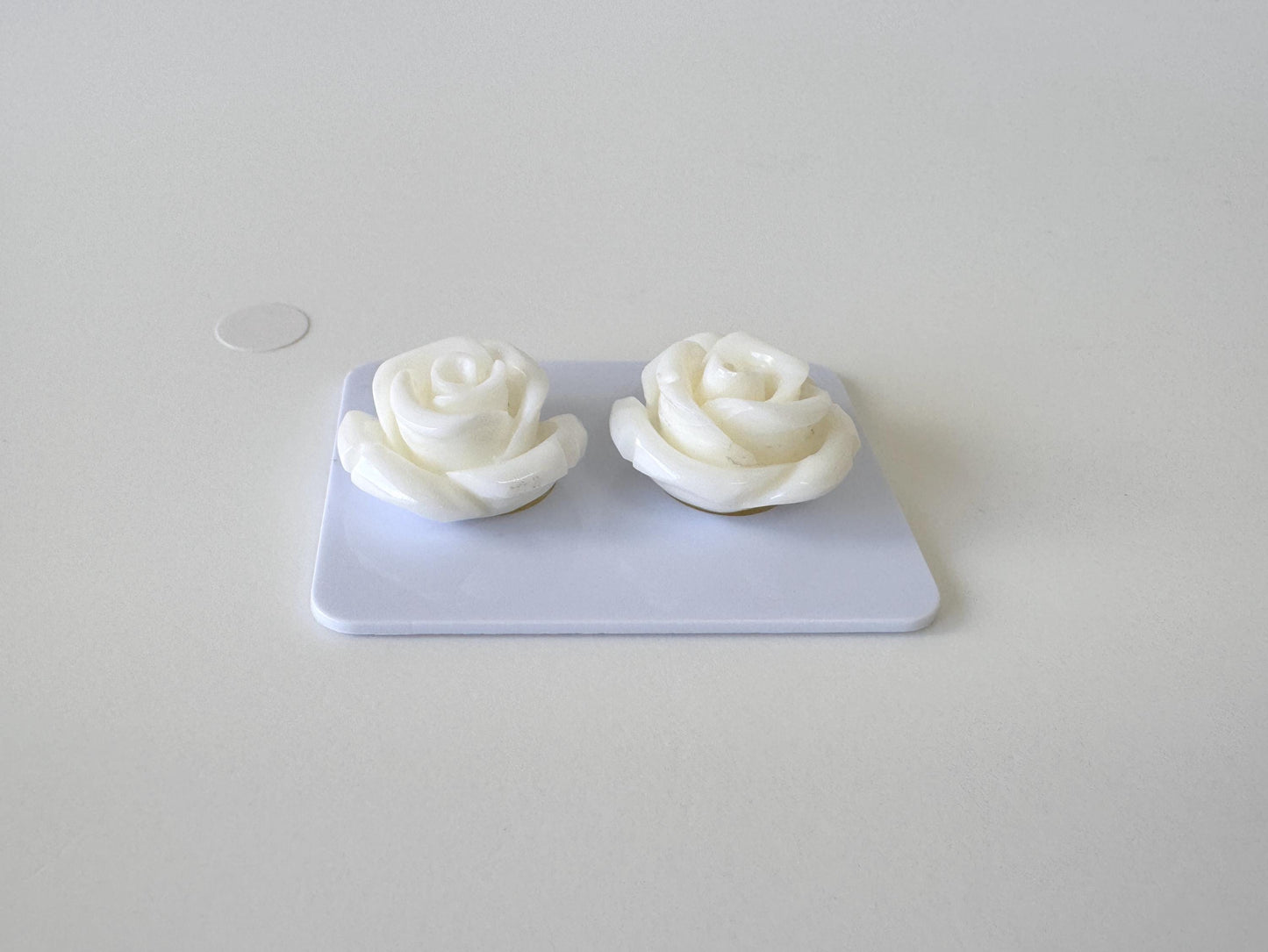 Natural White Coral Rose Loose Pair, 17mm, White Color Rose, Natural Color Coral Rose, Price per Pair, Genuine Precious Coral