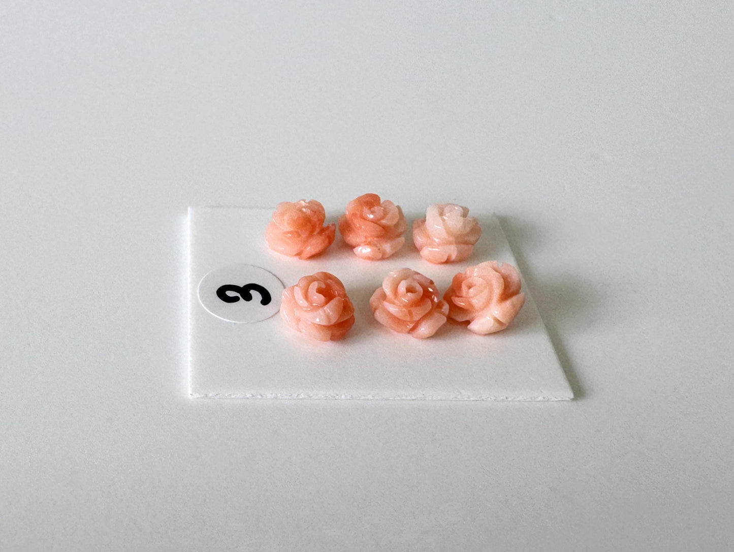 Deep Sea Coral Rose Carvings Natural Pink, Handcrafted Jewelry Beads (6pcs, 6-7mm, Genuine Coral)