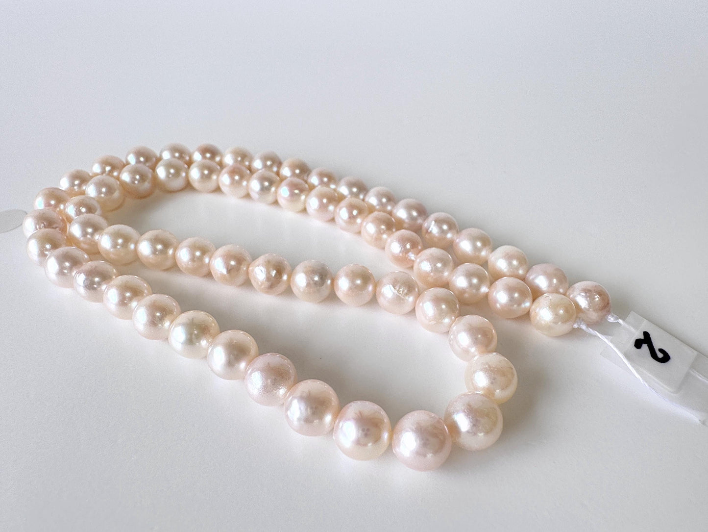 6.5-7mm Japanese White/Pink Akoya Pearl Beads, Genuine Akoya Pearl, Full Strand, 40cm , 15.7", Cultured Salt water pearl