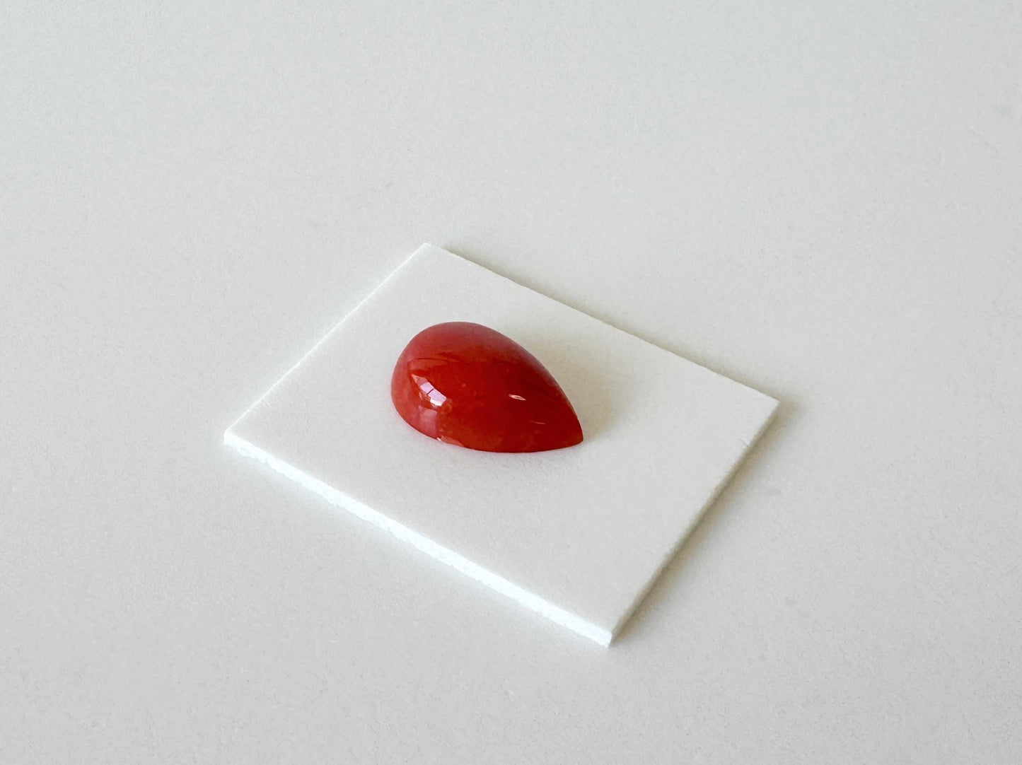Red Coral Cabochon, Japanese Aka Coral Pear Gemstone Loose | 11.7X8.2Mm | Jewelry Making Supplies, Drilled Back