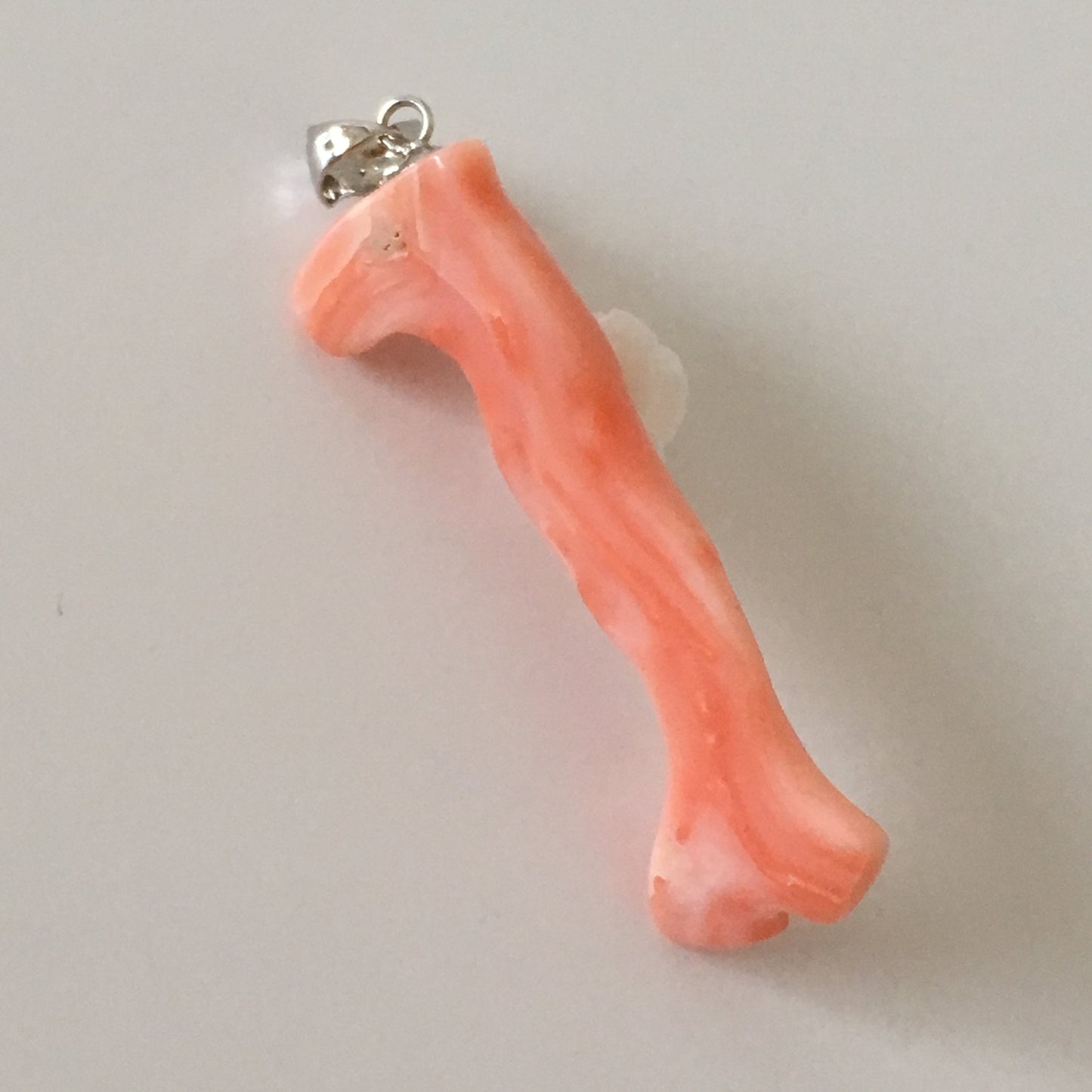 Natural deep sea coral pendant with natural white coral rose, Natural pink orange coral branch pendant, Silver bail