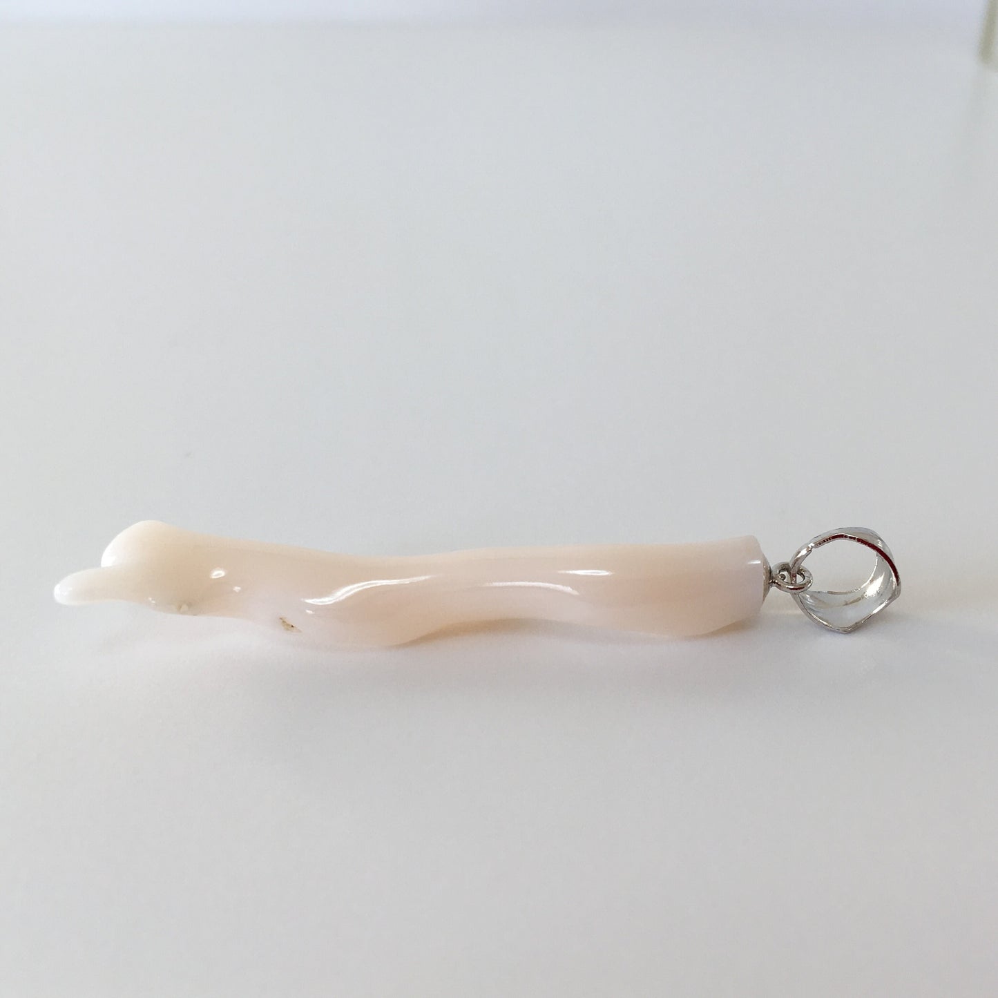 Natural  White Coral Branch Pendant, Natural color, Silver bail