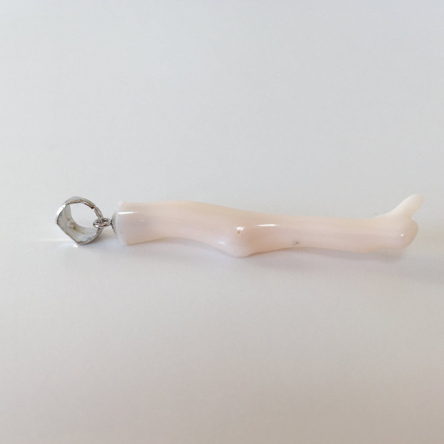 Natural  White Coral Branch Pendant, Natural color, Silver bail