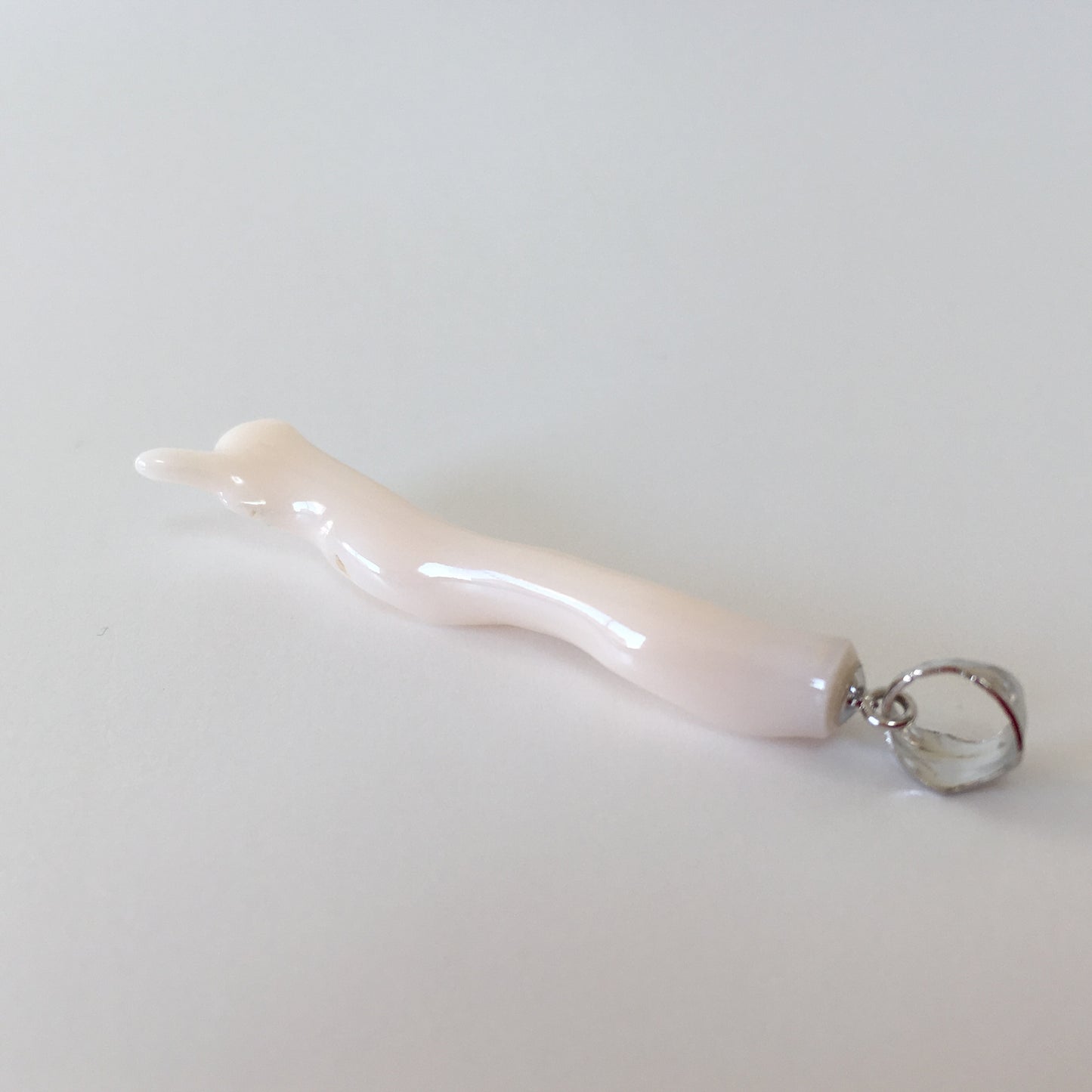 Natural  White Coral Branch Pendant, Natural color, Silver bail