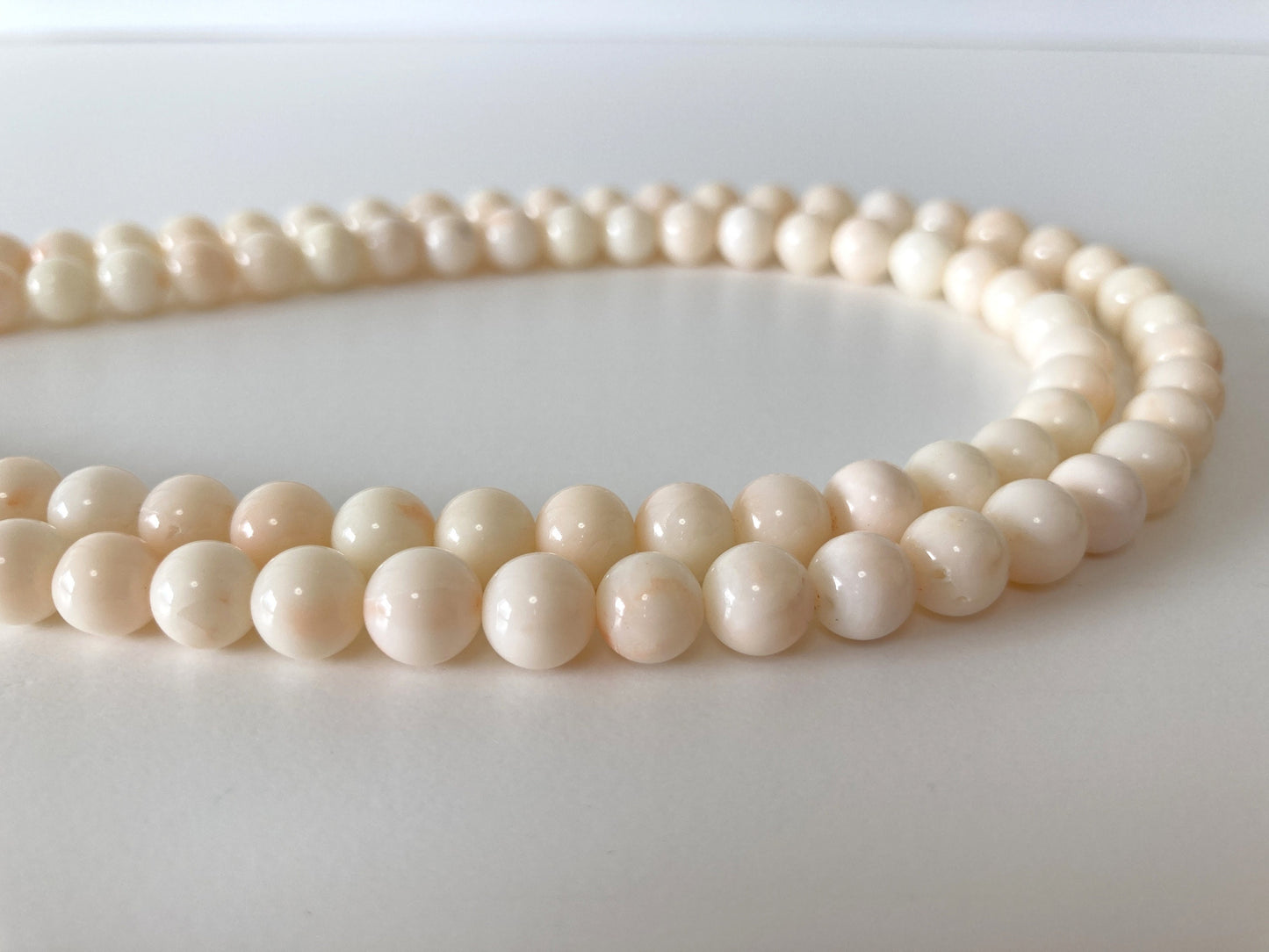 Natural Deep Sea Coral (Midway Coral) 7-7.5mm round beads strand, Genuine Natural color White/Slightly pale pink coral, Price per strand