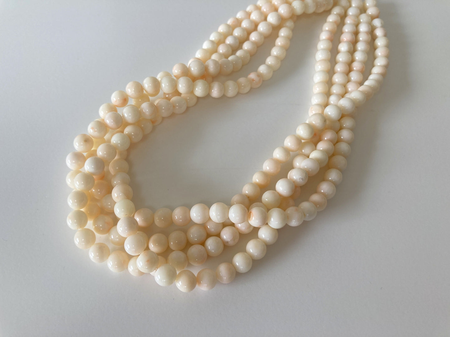 Natural Deep Sea Coral (Midway Coral) 7-7.5mm round beads strand, Genuine Natural color White/Slightly pale pink coral, Price per strand