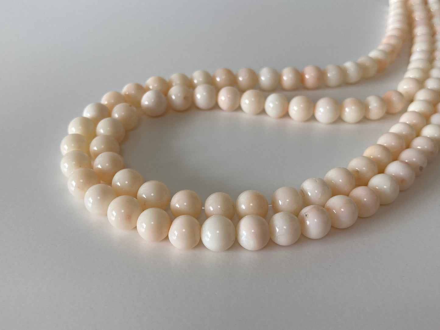 Natural Deep Sea Coral (Midway Coral) 7-7.5mm round beads strand, Genuine Natural color White/Slightly pale pink coral, Price per strand