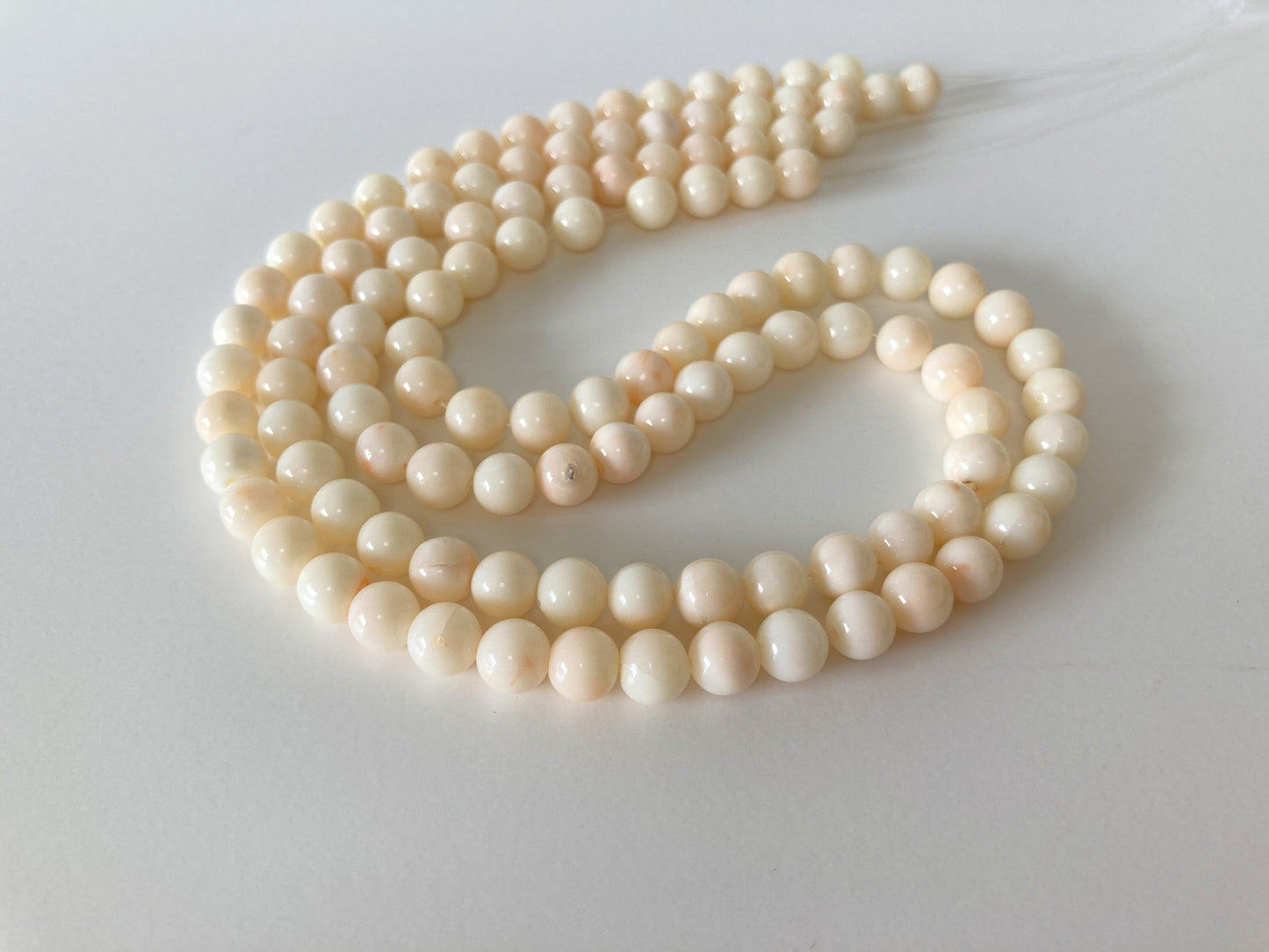 Natural Deep Sea Coral (Midway Coral) 7-7.5mm round beads strand, Genuine Natural color White/Slightly pale pink coral, Price per strand