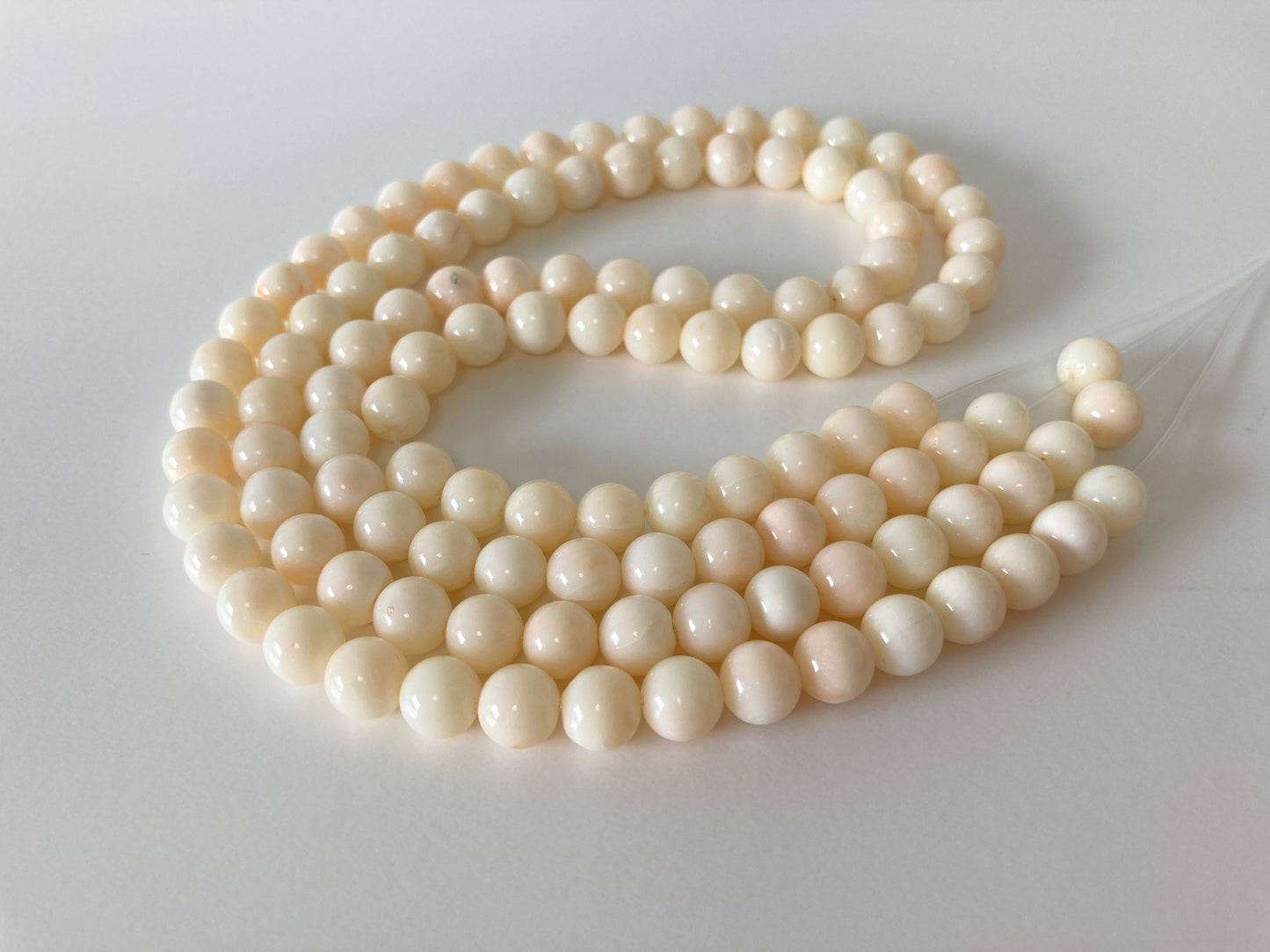 Natural Deep Sea Coral (Midway Coral) 7-7.5mm round beads strand, Genuine Natural color White/Slightly pale pink coral, Price per strand