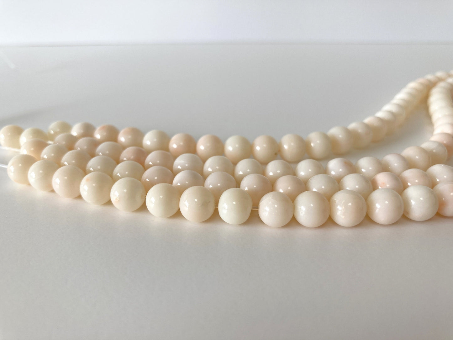 Natural Deep Sea Coral (Midway Coral) 7-7.5mm round beads strand, Genuine Natural color White/Slightly pale pink coral, Price per strand