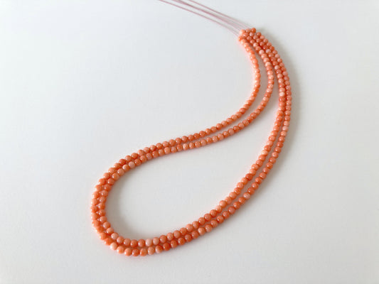 Natural Deep Sea Coral 3.5-4mm Round Beads Strand, Natural Orange / Pink Color Coral, 40cm, 15.7", For Jewelry Making, price per strand