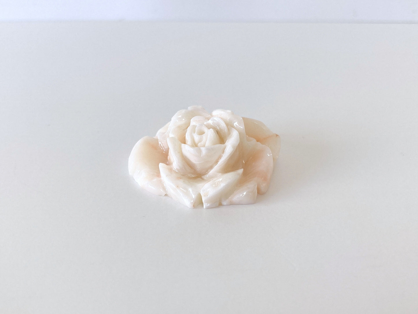 Natural Deep Sea Coral Rose Carving Loose, Natural White/Slightly Pink Coral, 39x36mm, Flat Back, Hand Carved