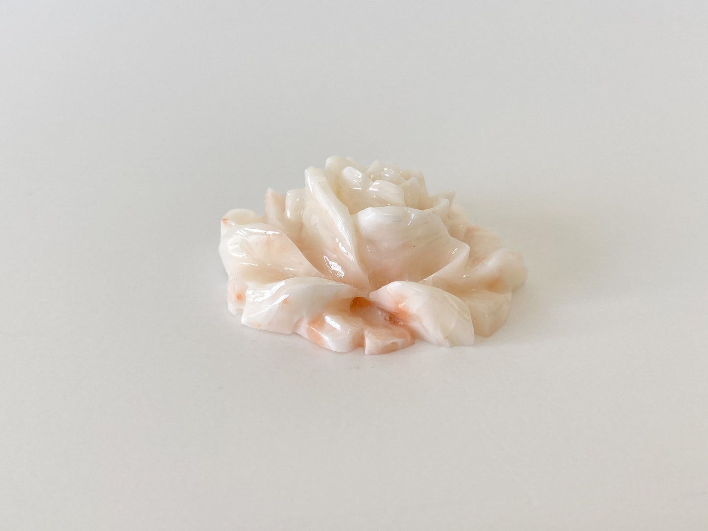 Natural Deep Sea Coral Rose Carving Loose, Natural White/Slightly Pink Coral, 39x36mm, Flat Back, Hand Carved