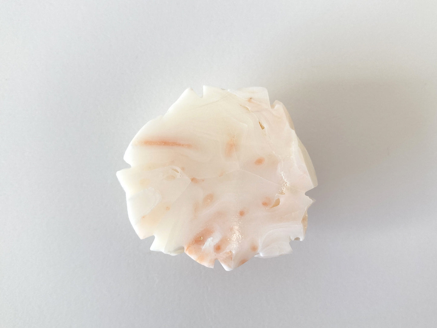 Natural Deep Sea Coral Rose Carving Loose, Natural White/Slightly Pink Coral, 39x36mm, Flat Back, Hand Carved