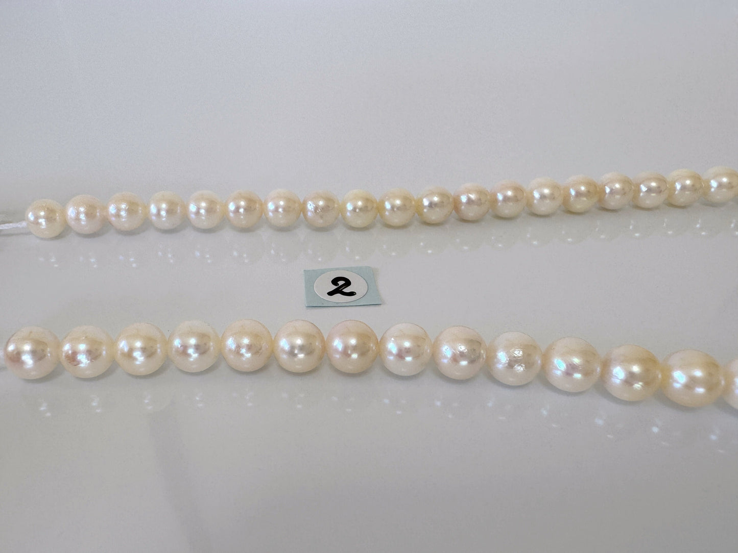 6.5-7mm Japanese Cream White/Off-white  Akoya Pearl Beads, Genuine Akoya Pearl, Full Strand, 40cm , 15.7", Cultured Salt water pearl