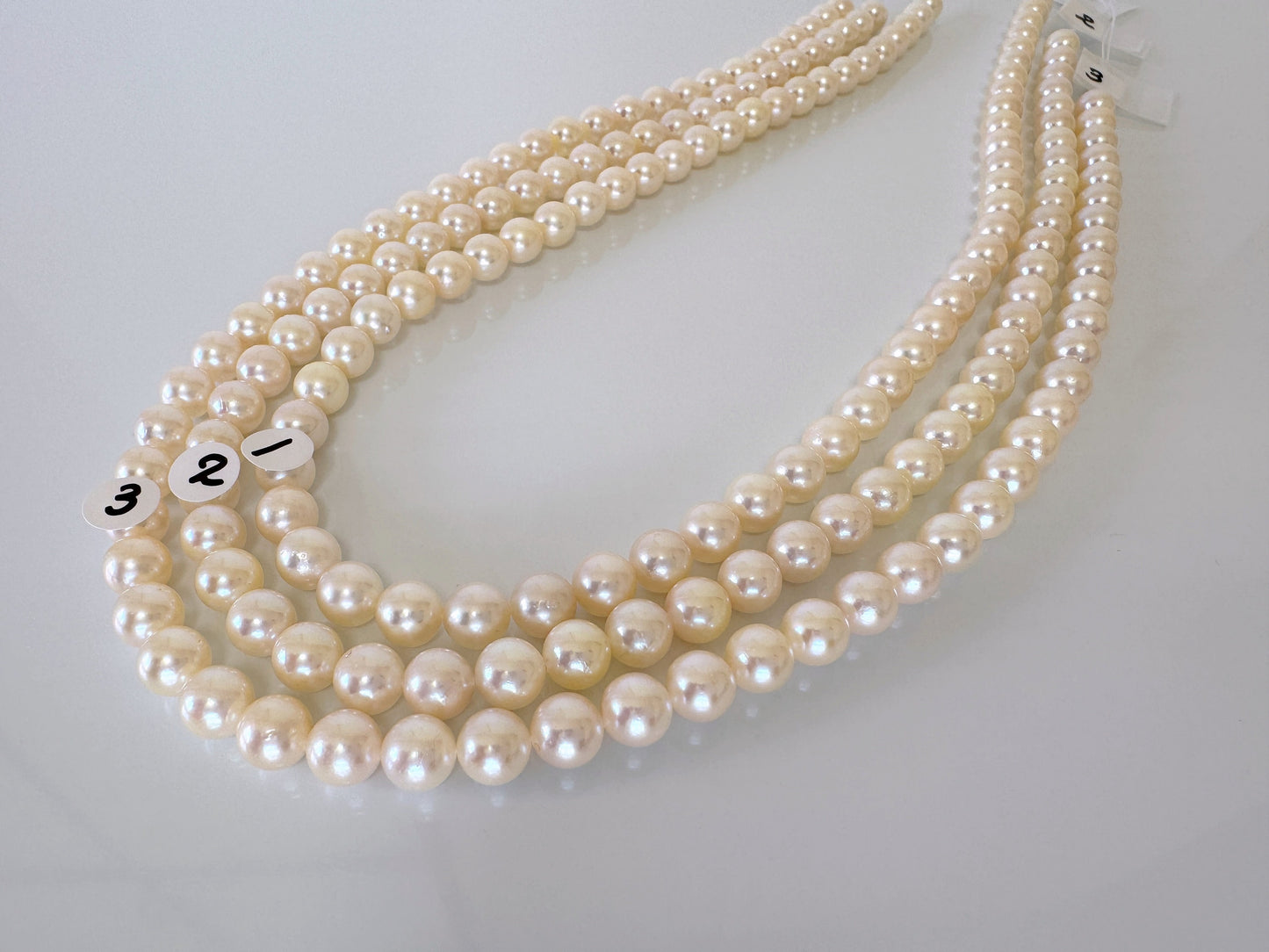 6.5-7mm Japanese Cream White/Off-white  Akoya Pearl Beads, Genuine Akoya Pearl, Full Strand, 40cm , 15.7", Cultured Salt water pearl