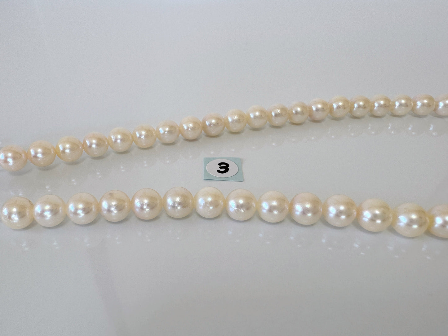 6.5-7mm Japanese Cream White/Off-white  Akoya Pearl Beads, Genuine Akoya Pearl, Full Strand, 40cm , 15.7", Cultured Salt water pearl