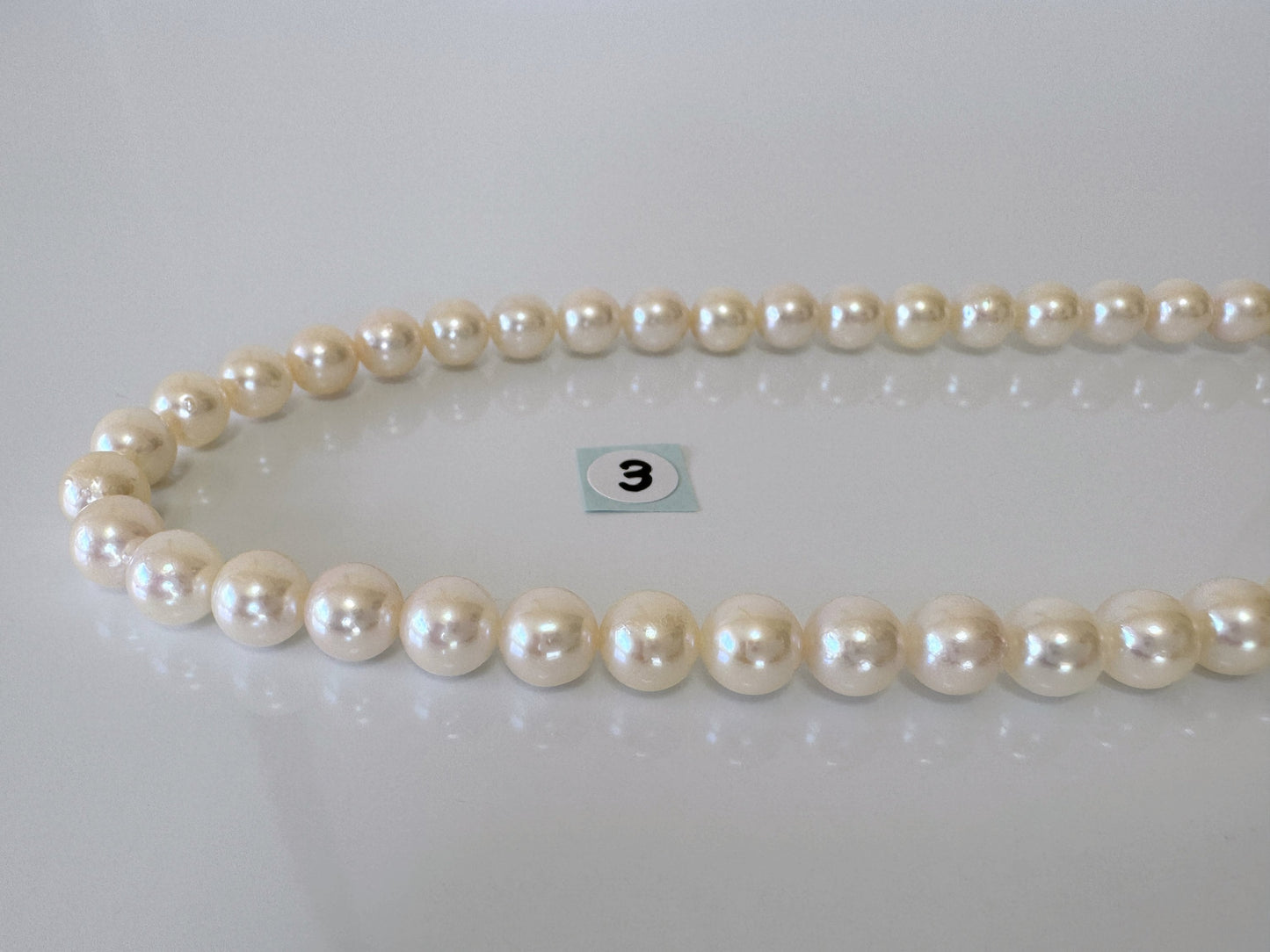 6.5-7mm Japanese Cream White/Off-white  Akoya Pearl Beads, Genuine Akoya Pearl, Full Strand, 40cm , 15.7", Cultured Salt water pearl