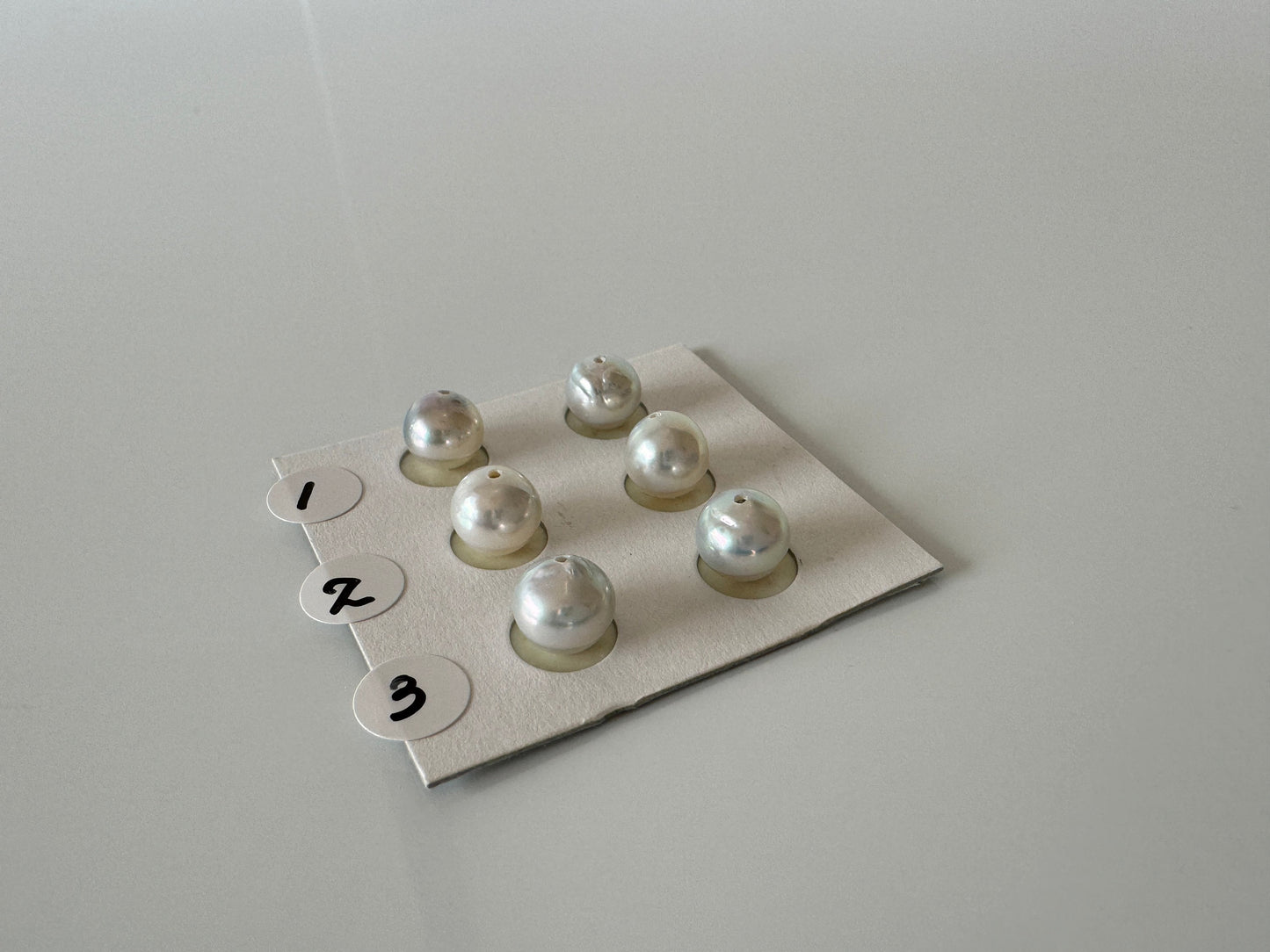 Natural Japanese Akoya pearl 7-8mm, Natural Light Blue/Silver Color, Half-Drilled Near Round/Semi-round loose, Price per pair