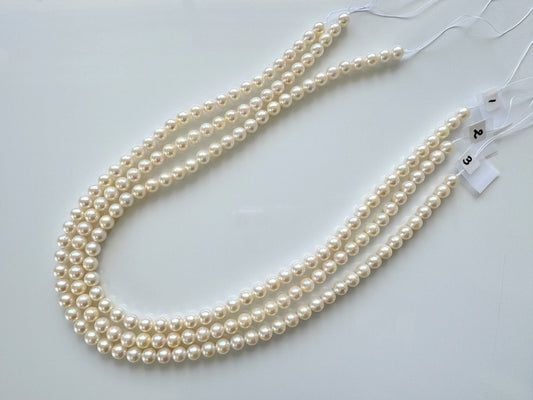 6.5-7mm Japanese Cream White/Off-white  Akoya Pearl Beads, Genuine Akoya Pearl, Full Strand, 40cm , 15.7", Cultured Salt water pearl