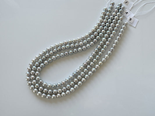 7-7.5mm Japanese Akoya Pearl Beads, Blue/Silver color pearl (Cobalt treated), Genuine Akoya Pearl, Full Strand, 40cm , 16", Salt water pearl