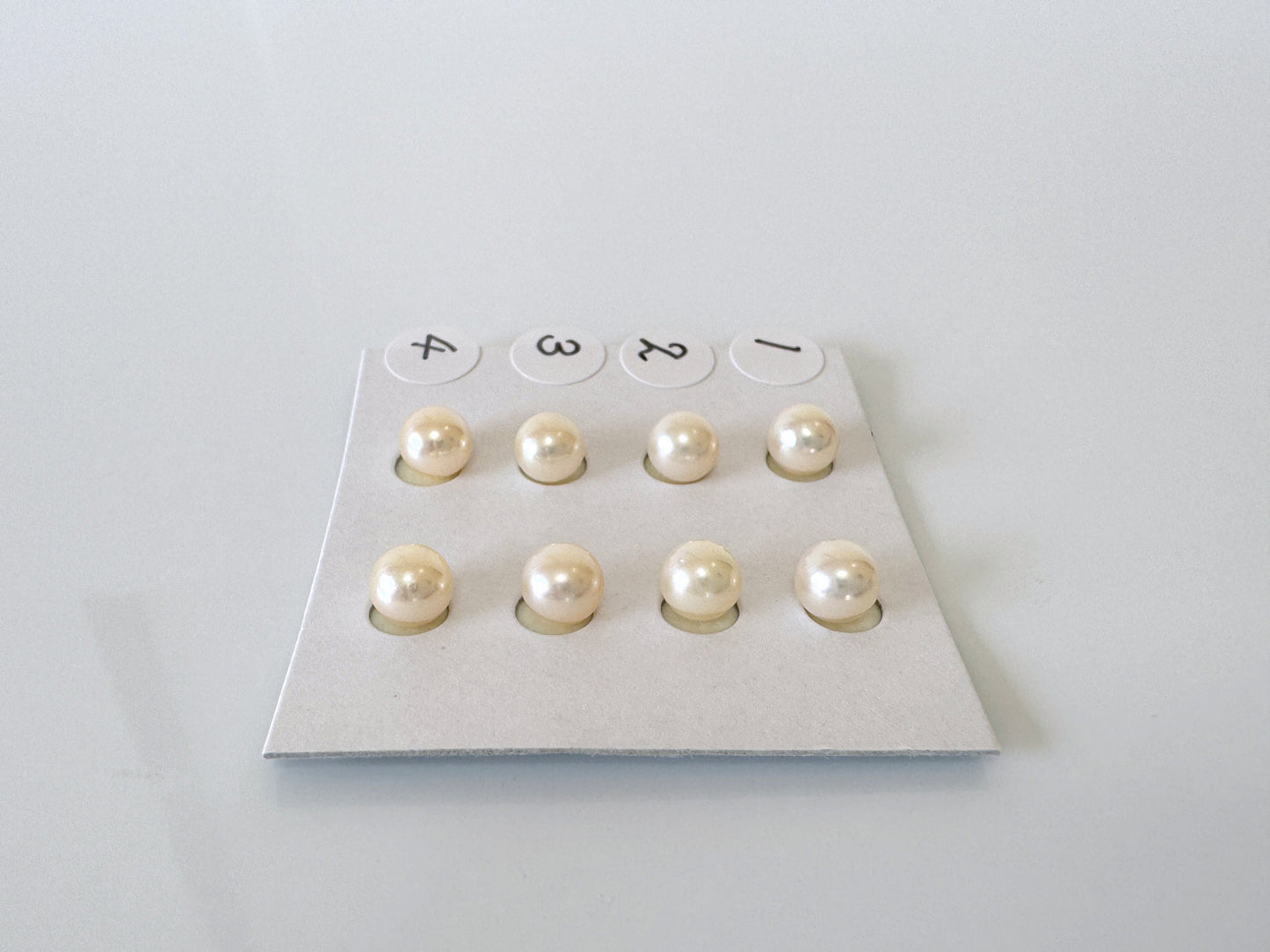 Japanese White/Off-white Akoya Cultured Pearl 5-5.5mm, Genuine Akoya Pearl, Half-Drilled Round loose, Price per Pair, Salt water pearl