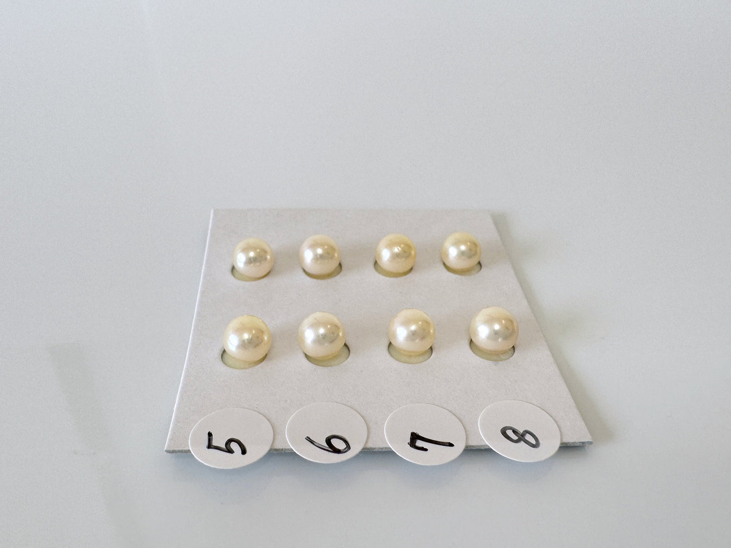 Japanese White/Off-white Akoya Cultured Pearl 5-5.5mm, Genuine Akoya Pearl, Half-Drilled Round loose, Price per Pair, Salt water pearl