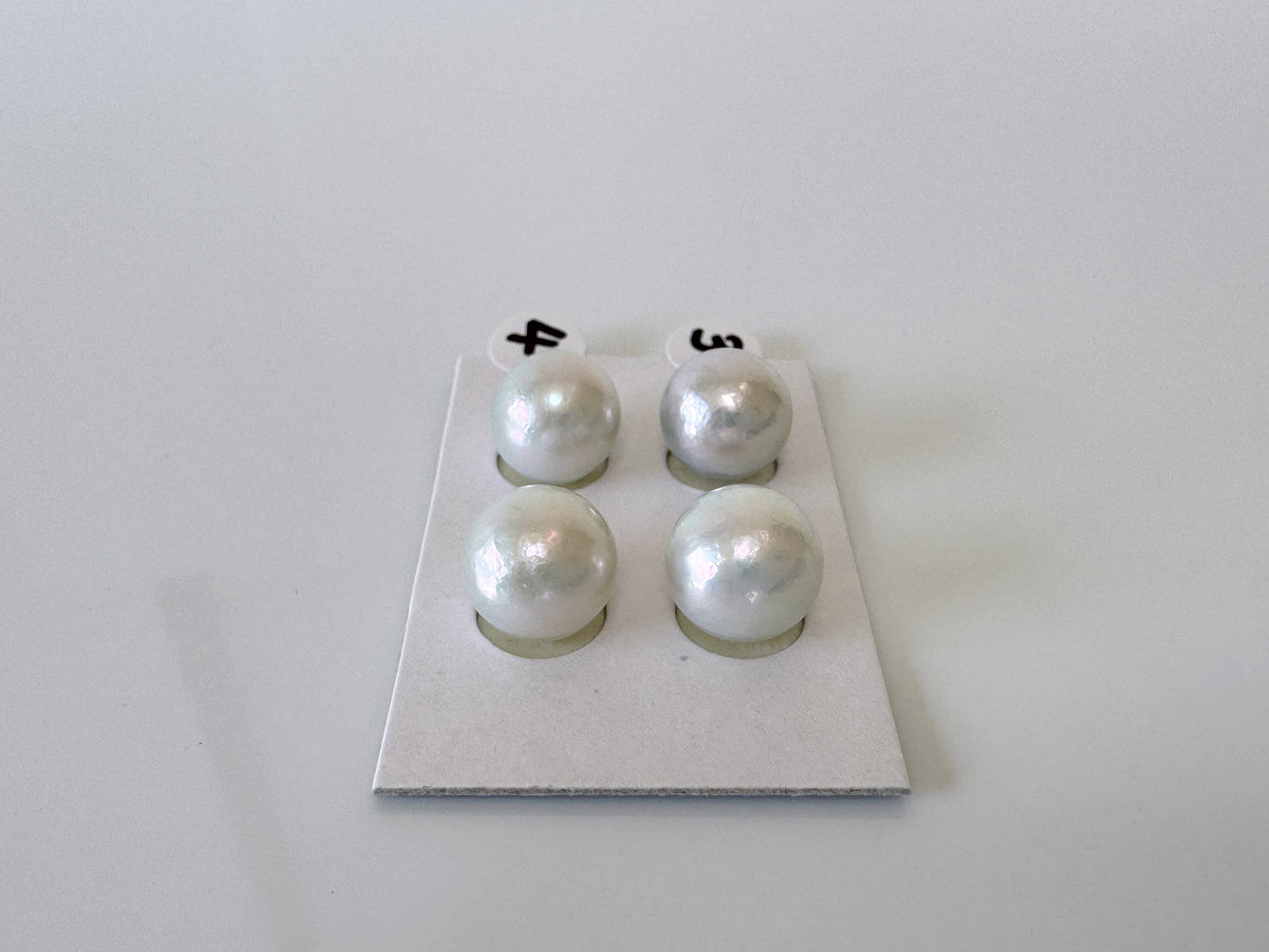 Japanese Akoya pearl 9.5mm, Light Blue Color, Half-Drilled Round loose, Natural Color, Price per Pair, Salt water pearl