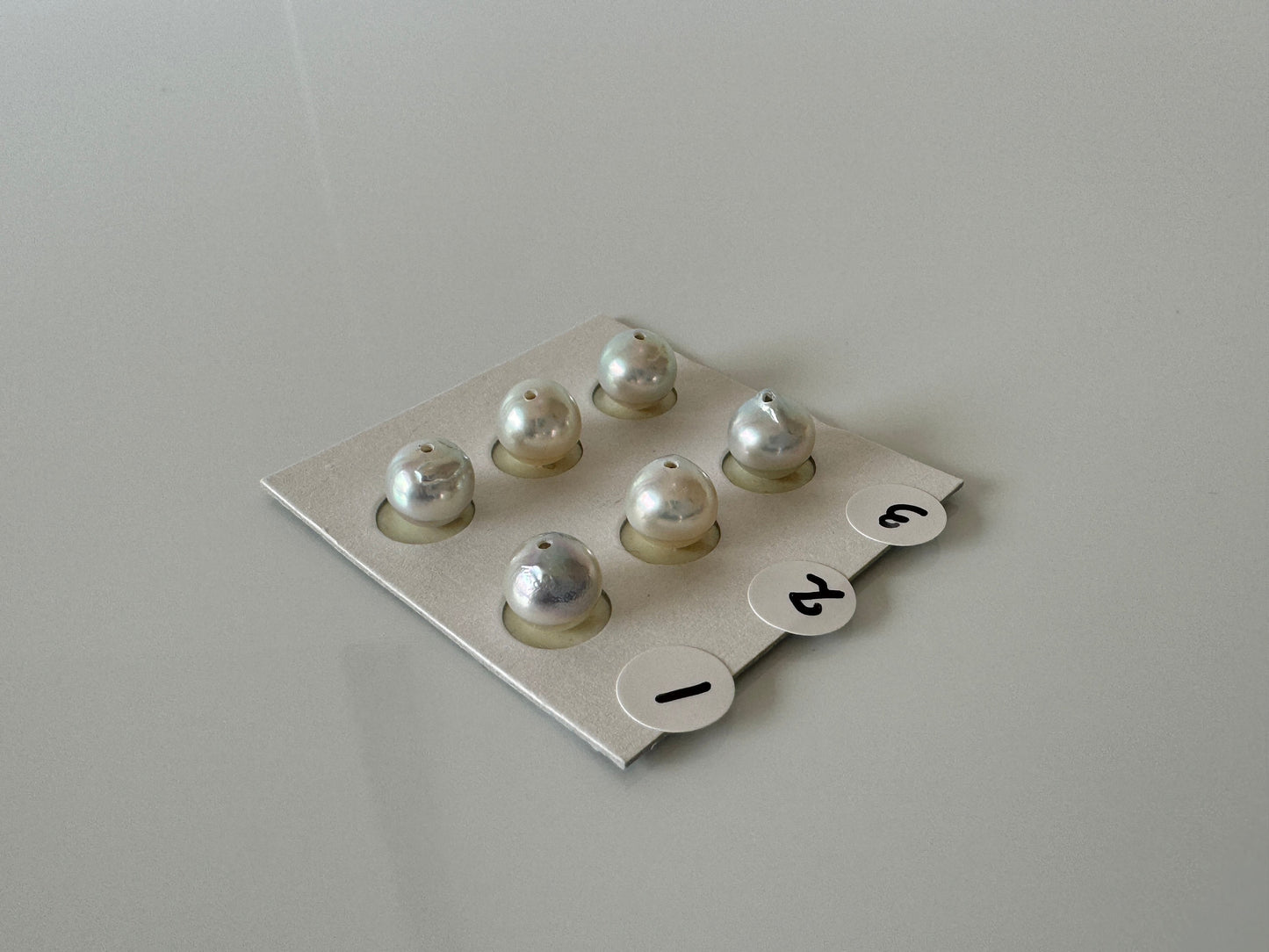 Natural Japanese Akoya pearl 7-8mm, Natural Light Blue/Silver Color, Half-Drilled Near Round/Semi-round loose, Price per pair