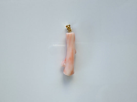 Natural  Deep Sea Coral Branch Pendant, Natural pink/orange color coral branch pendant, Silver bail (gold plated)