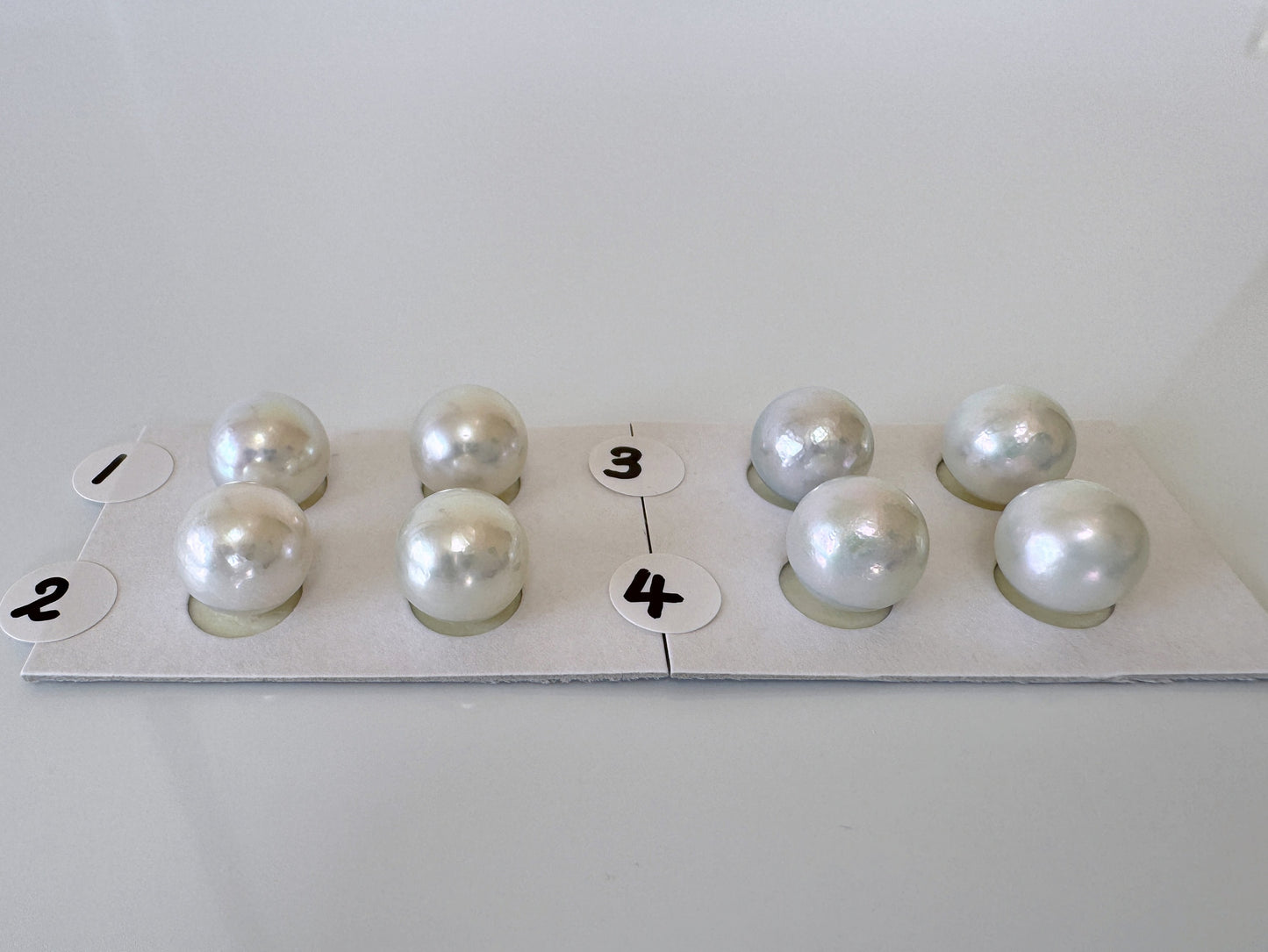 Japanese Akoya pearl 9.5mm, Light Blue Color, Half-Drilled Round loose, Natural Color, Price per Pair, Salt water pearl