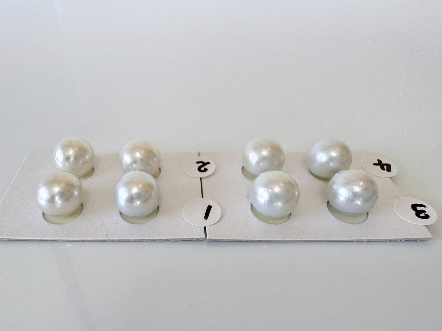 Japanese Akoya pearl 9.5mm, Light Blue Color, Half-Drilled Round loose, Natural Color, Price per Pair, Salt water pearl