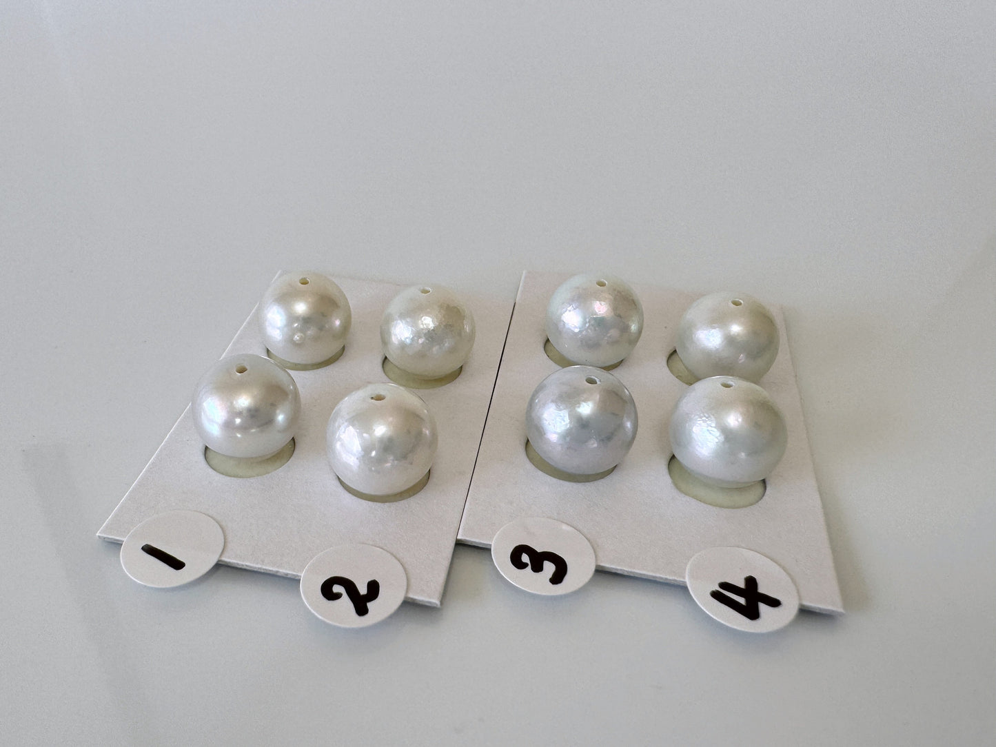 Japanese Akoya pearl 9.5mm, Light Blue Color, Half-Drilled Round loose, Natural Color, Price per Pair, Salt water pearl