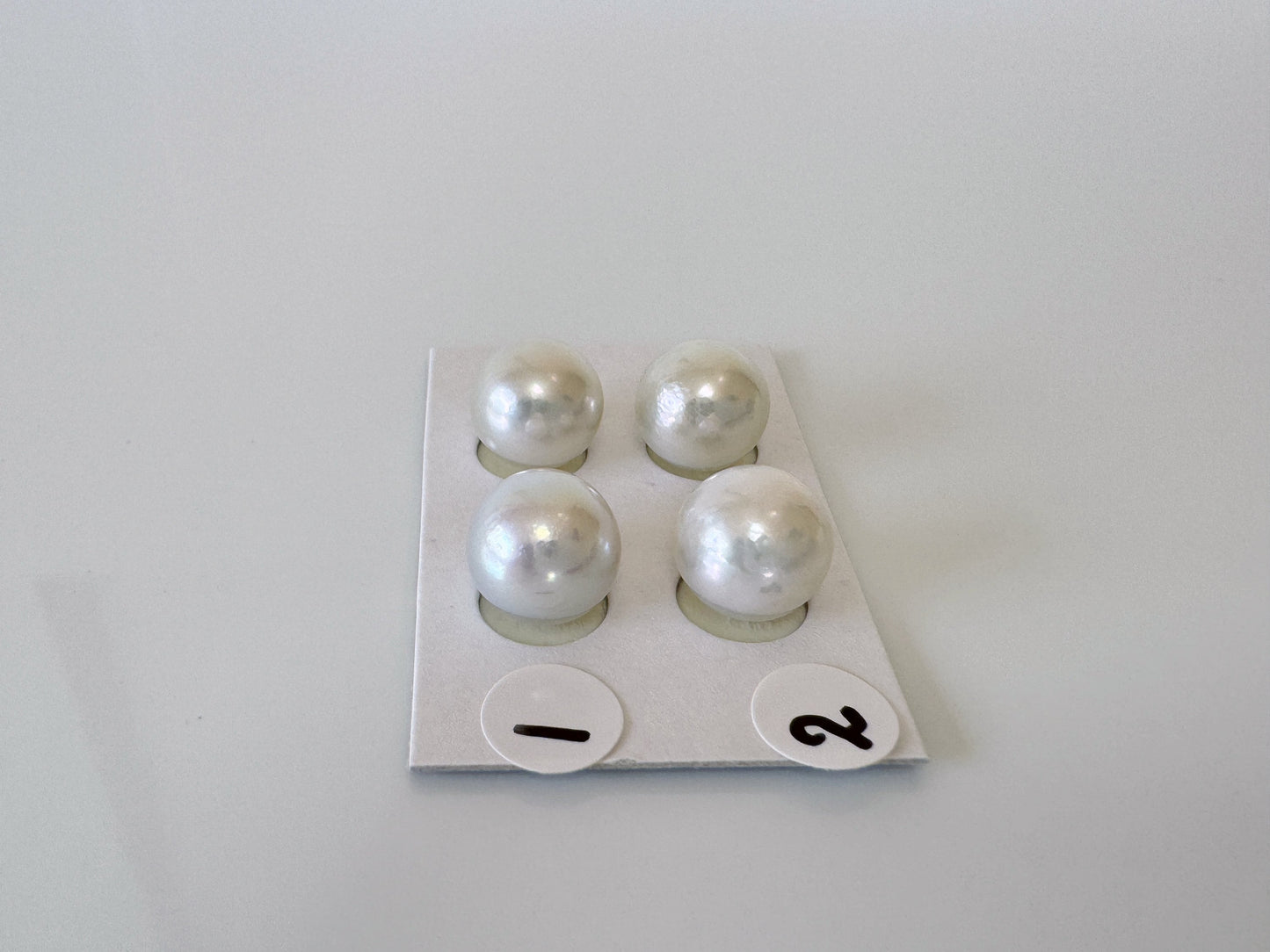 Japanese Akoya pearl 9.5mm, Light Blue Color, Half-Drilled Round loose, Natural Color, Price per Pair, Salt water pearl