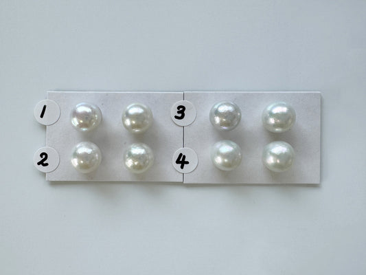 Japanese Akoya pearl 9.5mm, Light Blue Color, Half-Drilled Round loose, Natural Color, Price per Pair, Salt water pearl
