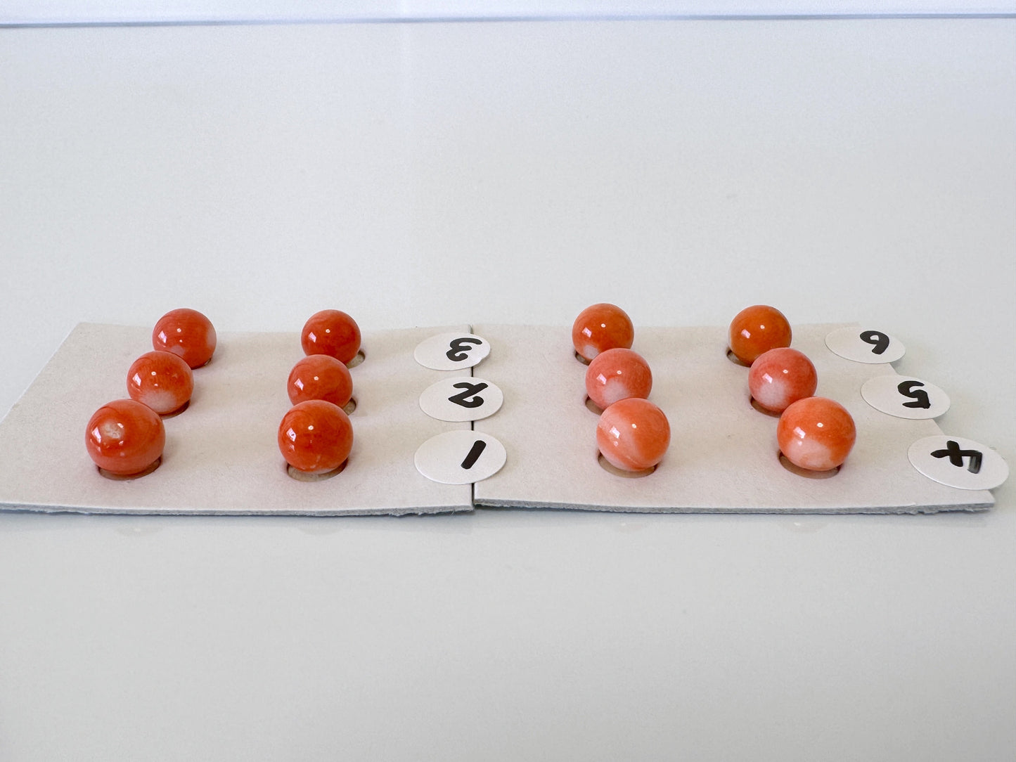 6-6.5mm Half Drilled Natural Japanese Momo Coral Round Loose, Orange coral, for earring sets, natural color, price per pair