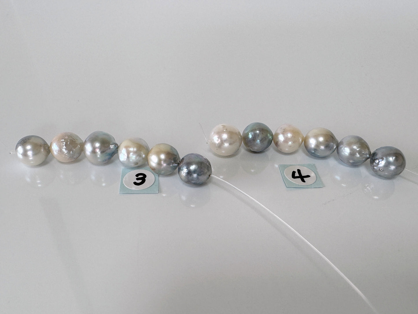 Japanese Natural blue/silver color Akoya Pearl Beads, 8-8.5mm, Mini Strand, Short Strand of 6 Pieces, Cultured in Sea Water